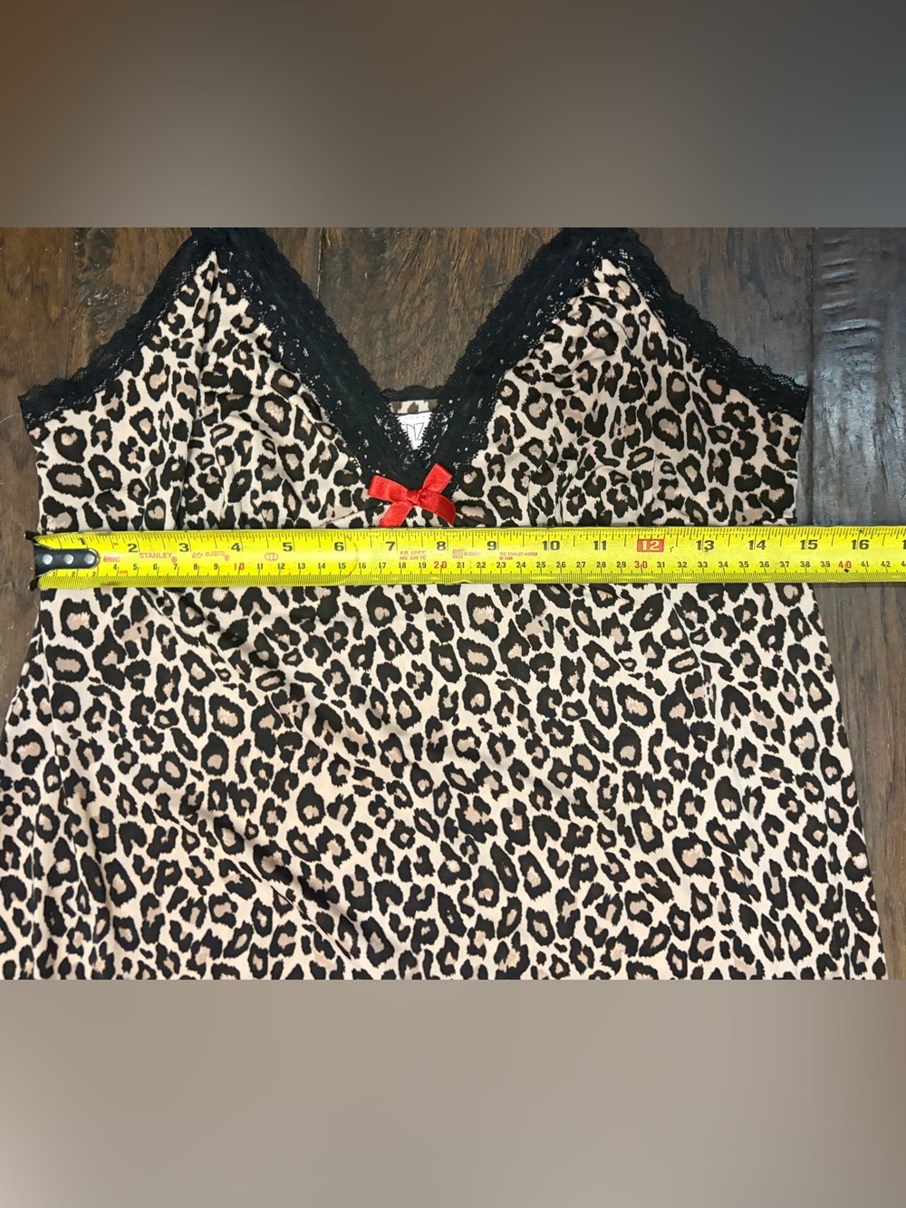 La Senza Leopard Print Lace Babydoll Chemise L Black Bow Y2K Lingerie - Picture 8 of 8